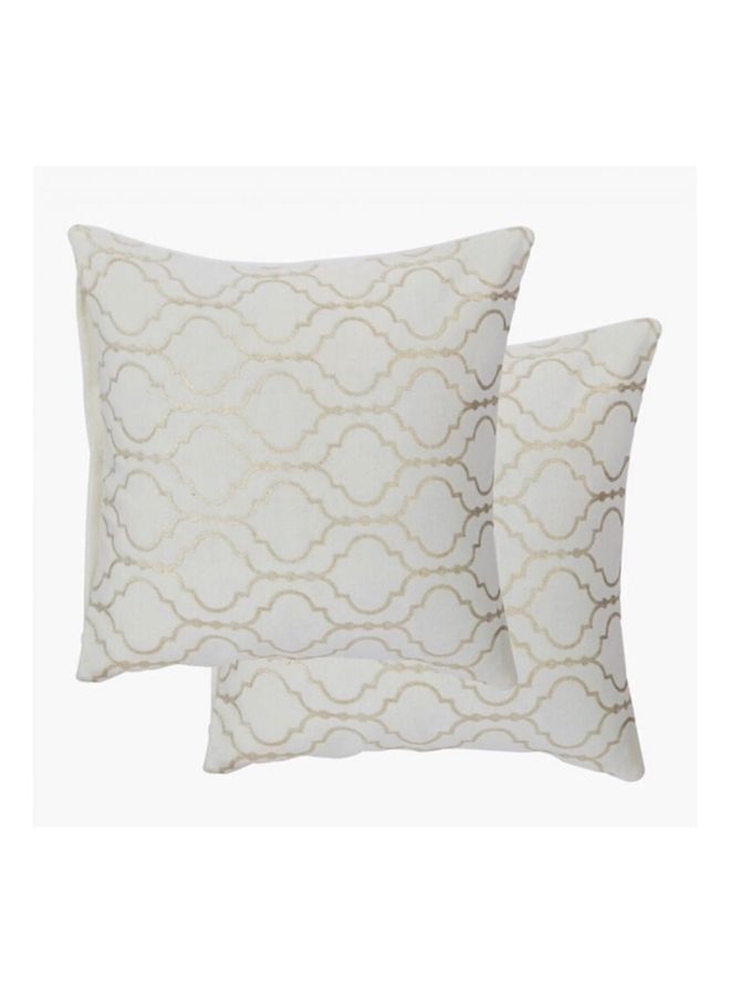 NIBEMINENT 2-Piece Printed Cushion Cover Grey/Gold 40x40centimeter