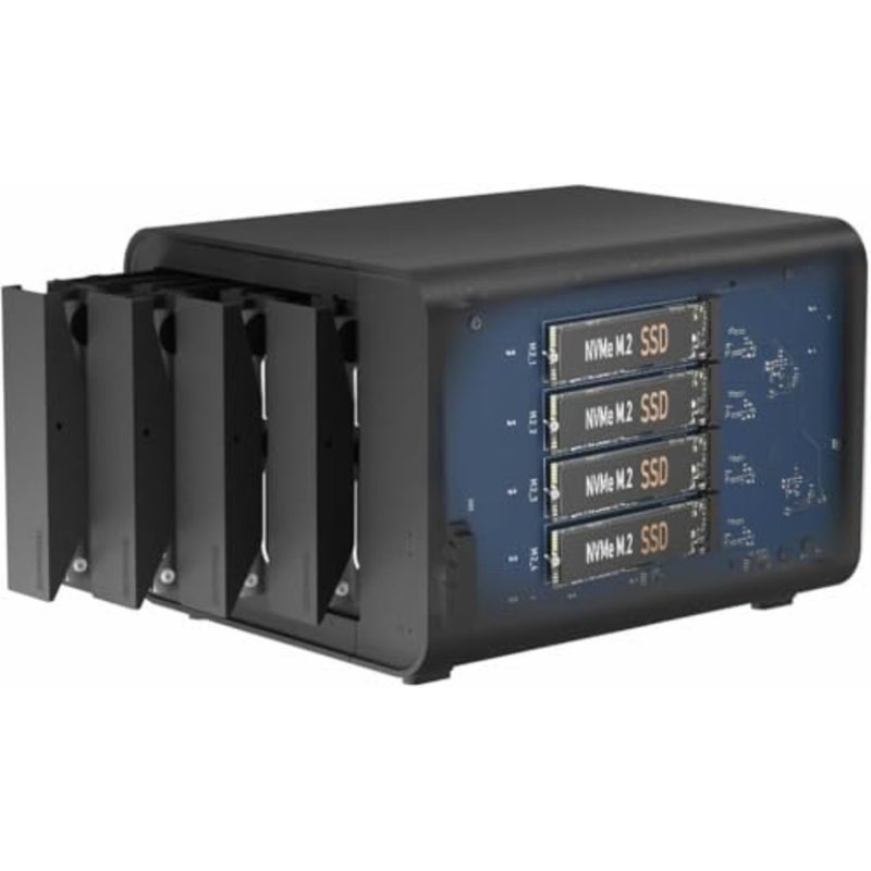 حاوية D8 Hybrid 8-Bay HDD/M.2 للاستخدام المكتبي، سبائك الألومنيوم، أسود، سرعة 10 جيجابت في الثانية مع دعم RAID 0/1/JBOD وسعة تصل إلى 128 تيرابايت - Image 1
