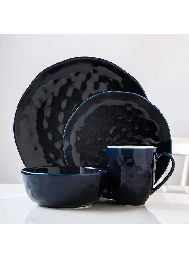 Stone Lain طقم أدوات المائدة من البورسلين آيفي 24 قطعة خدمة لـ 6 أشخاص باللون الأزرق البحري - Image 2