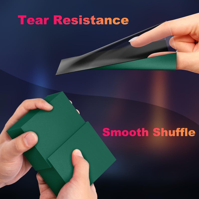 Proijeut 200 Pack Card Sleeves, Matte Dual Trading Card Sleeves with Opaque Back & Smooth Shuffle, Tear Resistant Card Protectors for MTG, TCG and Game Cards (Metallic Green) - Image 5
