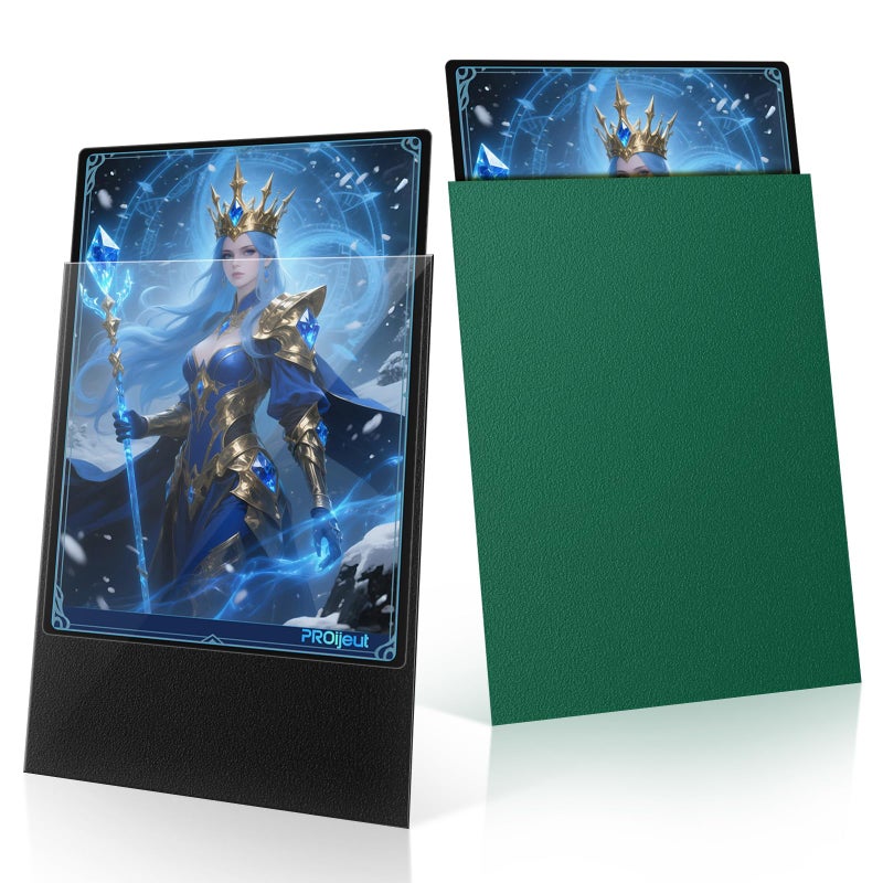 Proijeut 200 Pack Card Sleeves, Matte Dual Trading Card Sleeves with Opaque Back & Smooth Shuffle, Tear Resistant Card Protectors for MTG, TCG and Game Cards (Metallic Green) - Image 1