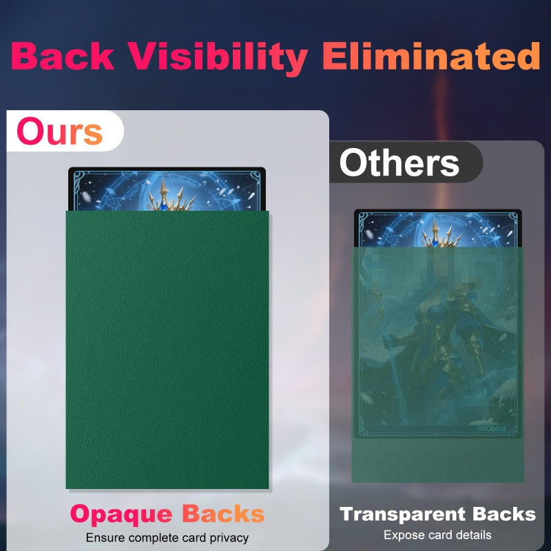 Proijeut 200 Pack Card Sleeves, Matte Dual Trading Card Sleeves with Opaque Back & Smooth Shuffle, Tear Resistant Card Protectors for MTG, TCG and Game Cards (Metallic Green) - Image 3