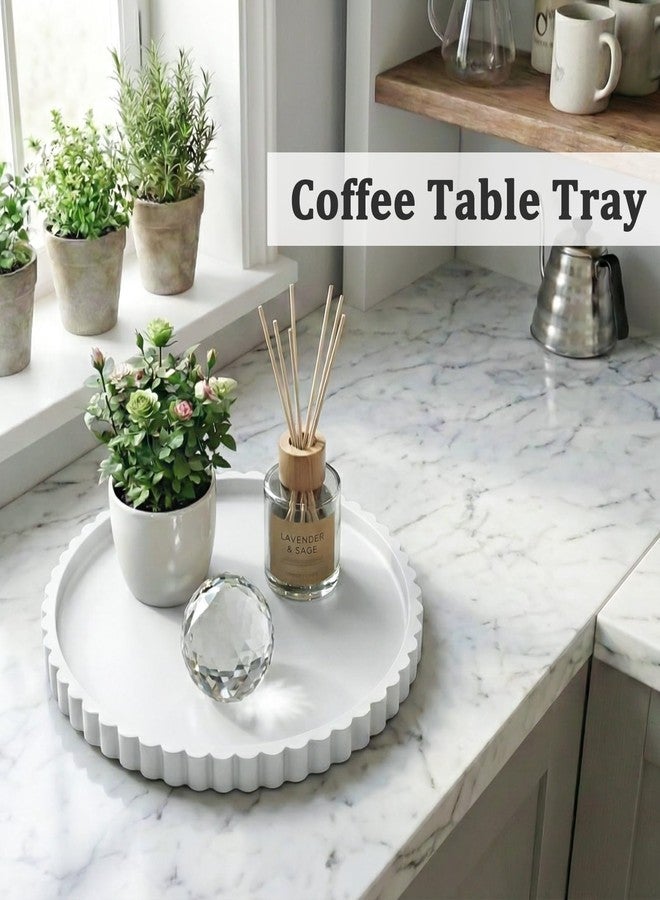 HighHerz Bathroom Countertop and Vanity Tray-10 Inch Round Silicone Bathroom Tray,Modern Bathroom Decor，Coffee Table Decor，Decorative Tray for Candle，Perfume, Plants (White) - Image 4