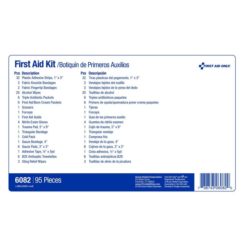 First Aid Only 6082 25Person Emergency First Aid Kit for Office Home and Construction 95 Pieces White - Image 4