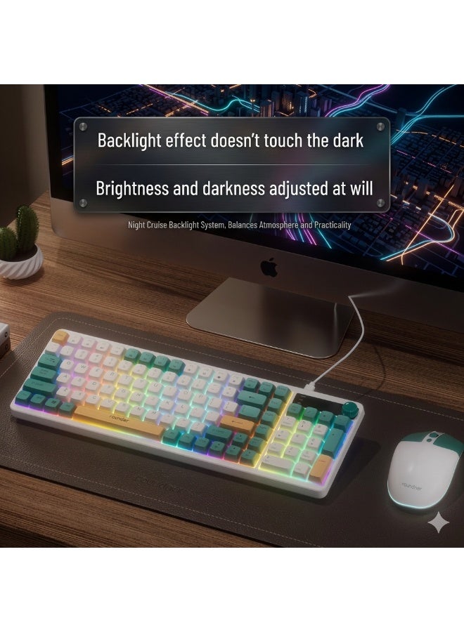 founder MK650 Gaming Keyboard & Mouse Combo – Rainbow Membrane Keyboard with Volume Knob + 2000 DPI Gaming Mouse (Arabic/English Layout) Green - Image 5