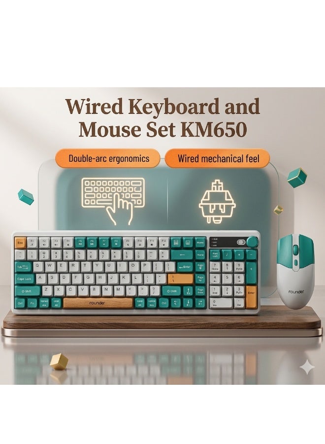 founder MK650 Gaming Keyboard & Mouse Combo – Rainbow Membrane Keyboard with Volume Knob + 2000 DPI Gaming Mouse (Arabic/English Layout) Green - Image 4