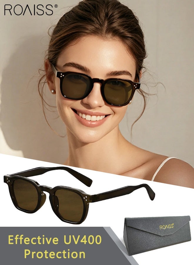roaiss Square Sunglasses for Men Women, UV400 Protection Sun Glasses, Fashion Anti-Glare Sun Shades for Shopping Party Travel with Glasses Case, 54mm - Image 1