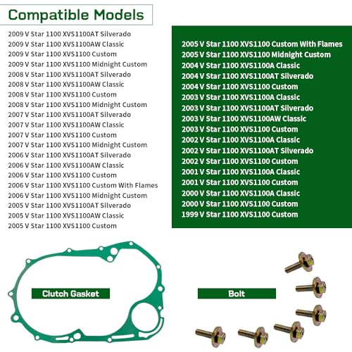 WEICHENGXIN Clutch Kit Heavy Duty Springs & Cover Gasket Compatible with Yamaha V Star 1100 XVS1100AW Classic XVS1100 Custom XVS1100 Midnight Custom XVS1100AT Silverado XVS1100A Classic 1999-2009 - Image 5