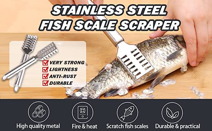 SPHP Fish Scaler/Fish Scale Remover/Fish Scale Scraper/Fish Cleaning Tool Pack of 1 Pieces, Metallic (1) - Image 4