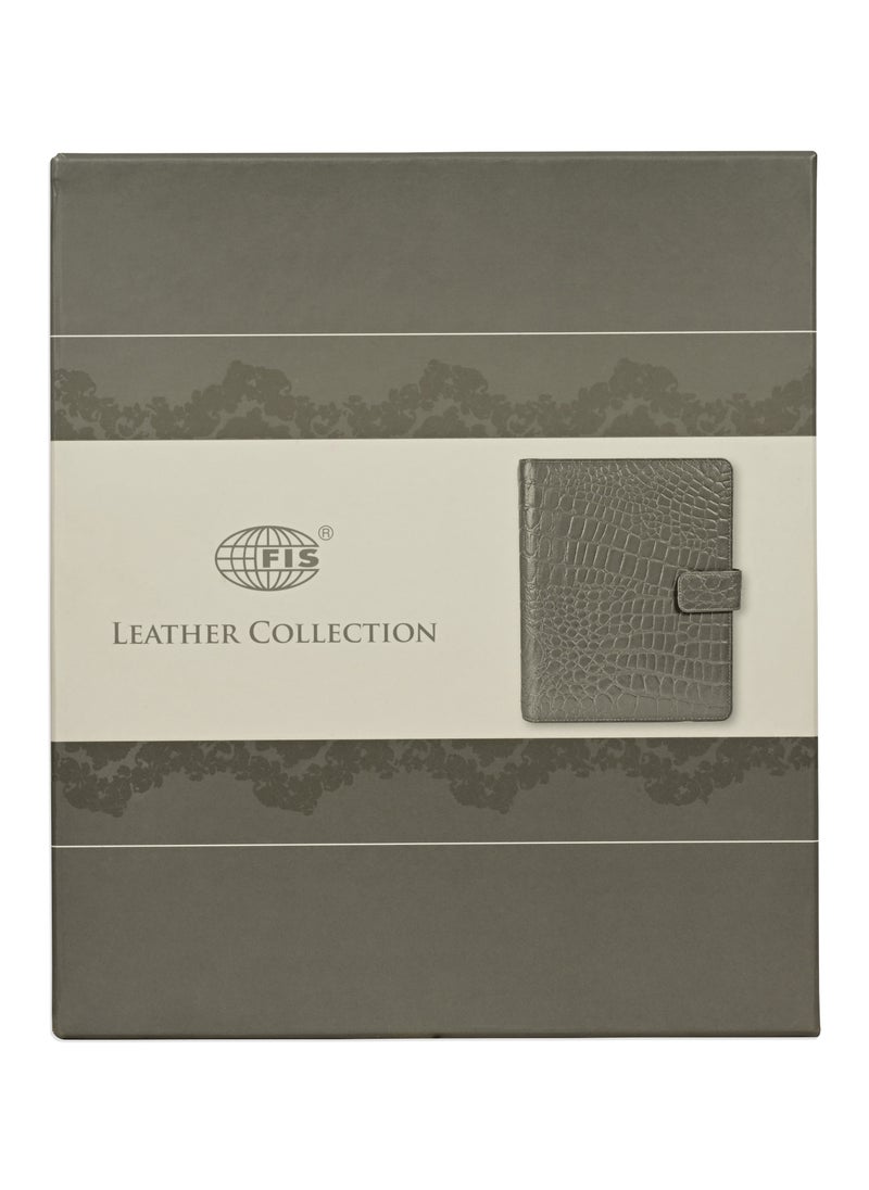 FIS FIS® Leather Organizer  "CROCODILUS" and Activity Journal, Size: (11x17cm), Color : Black_ FSORLO2BK  - Image 5