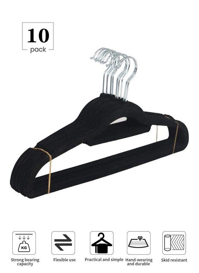 HOMESTAR 10-Piece Non-Slip Velvet 360 Degree Swivel Hangers Set Black Organize Wardrobe Hangers  - Image 1