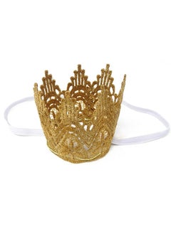 HONBAY Tiny Vintage Golden Lace Crown Headband Baby Princess Tiara Crown First Birthday Hat Newborn Crown Photo Prop  - Image 1