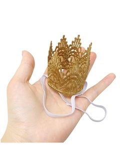 HONBAY Tiny Vintage Golden Lace Crown Headband Baby Princess Tiara Crown First Birthday Hat Newborn Crown Photo Prop  - Image 5