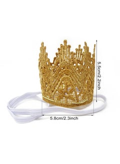 HONBAY Tiny Vintage Golden Lace Crown Headband Baby Princess Tiara Crown First Birthday Hat Newborn Crown Photo Prop  - Image 3