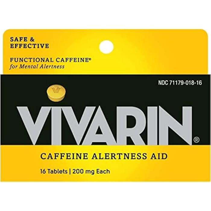 Vivarin, Caffeine Pills, 200mg Caffeine in Each Tablet, Safely and Effectively Helps You Stay Awake, Alertness Aid, Energy Supplement, 16 Tablets - 5 Pack - Image 1