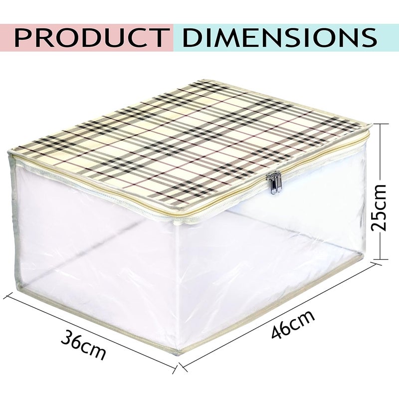 TULMAN 2 Pack Moisture Proof Transparent Storage Bag for Clothes Saree Cover Bag for women Cosmetic Toiletries Blanket Storage Bag Wardrobe Saree Covers with Zip 46 X 36 X 25 cm - Image 2