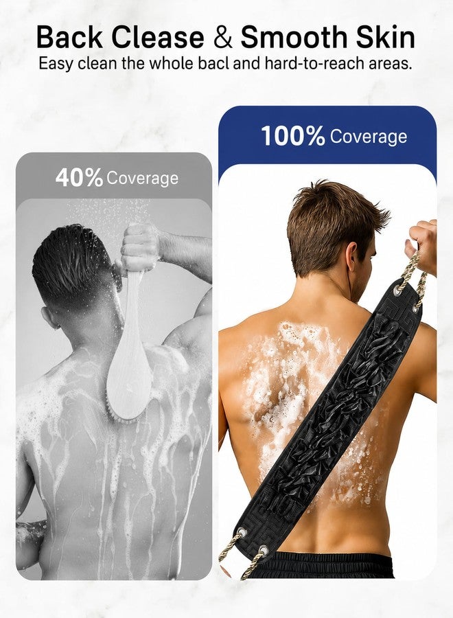 Yiclick Back Scrubber for Shower, Exfoliating Washcloth Towel with Handle, Body Scrubber Exfoliator, Bath Sponge Loofah Luffa, Back Washer Wash Cloth for Men Women, Korean Exfoliate Body Scrub - Image 5