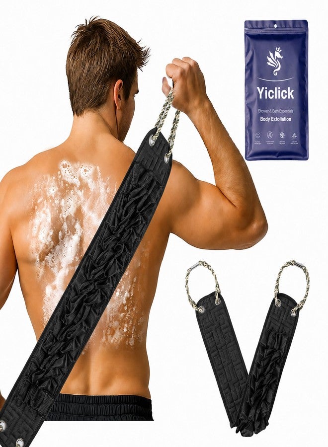 Yiclick Back Scrubber for Shower, Exfoliating Washcloth Towel with Handle, Body Scrubber Exfoliator, Bath Sponge Loofah Luffa, Back Washer Wash Cloth for Men Women, Korean Exfoliate Body Scrub - Image 1