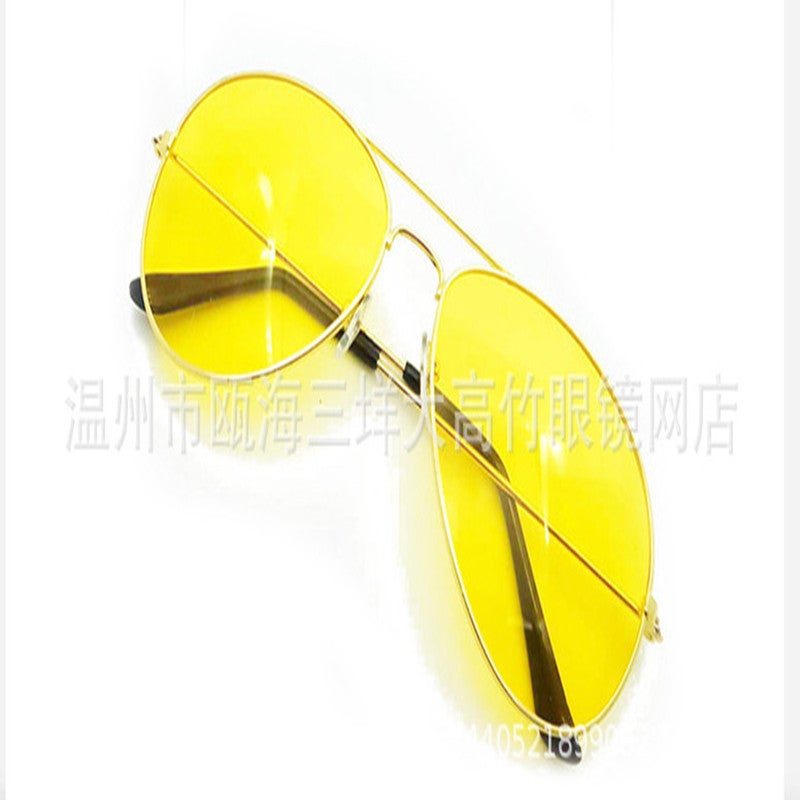 3026 Metal Night Vision Goggles Driver Night Vision Goggles Pilot Sunglasses Toad Mirror Clear Gold Edge Large Frame - Image 3