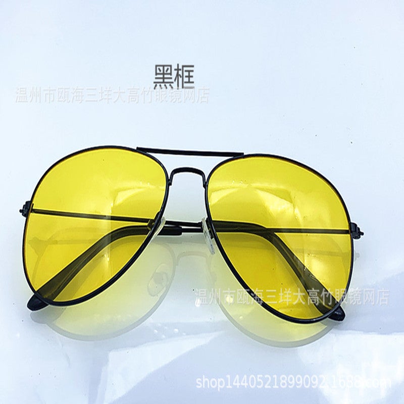3026 Metal Night Vision Goggles Driver Night Vision Goggles Pilot Sunglasses Toad Mirror Clear Gold Edge Large Frame - Image 5