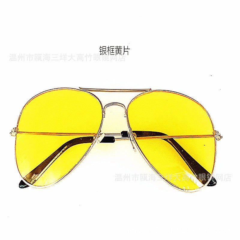3026 Metal Night Vision Goggles Driver Night Vision Goggles Pilot Sunglasses Toad Mirror Clear Gold Edge Large Frame - Image 4