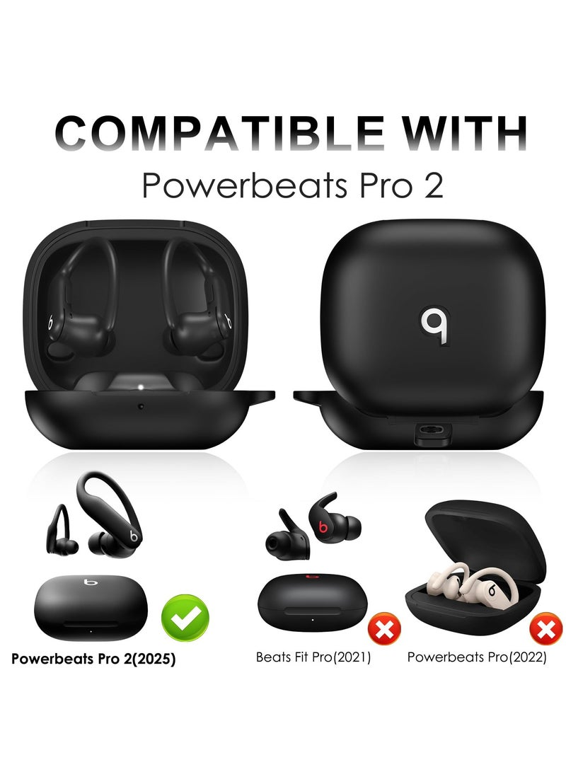 Silicone Case Compatible with Beats Powerbeats Pro 2 with Keychain Soft Resistant Shockproof Protective Case for Powerbeats Pro 2 for Women Men (Black) - Image 2