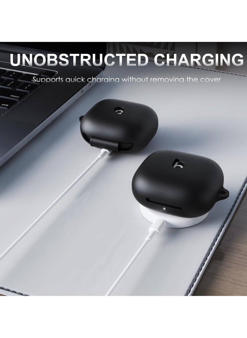 Silicone Case Compatible with Beats Powerbeats Pro 2 with Keychain Soft Resistant Shockproof Protective Case for Powerbeats Pro 2 for Women Men (Black) - Image 3