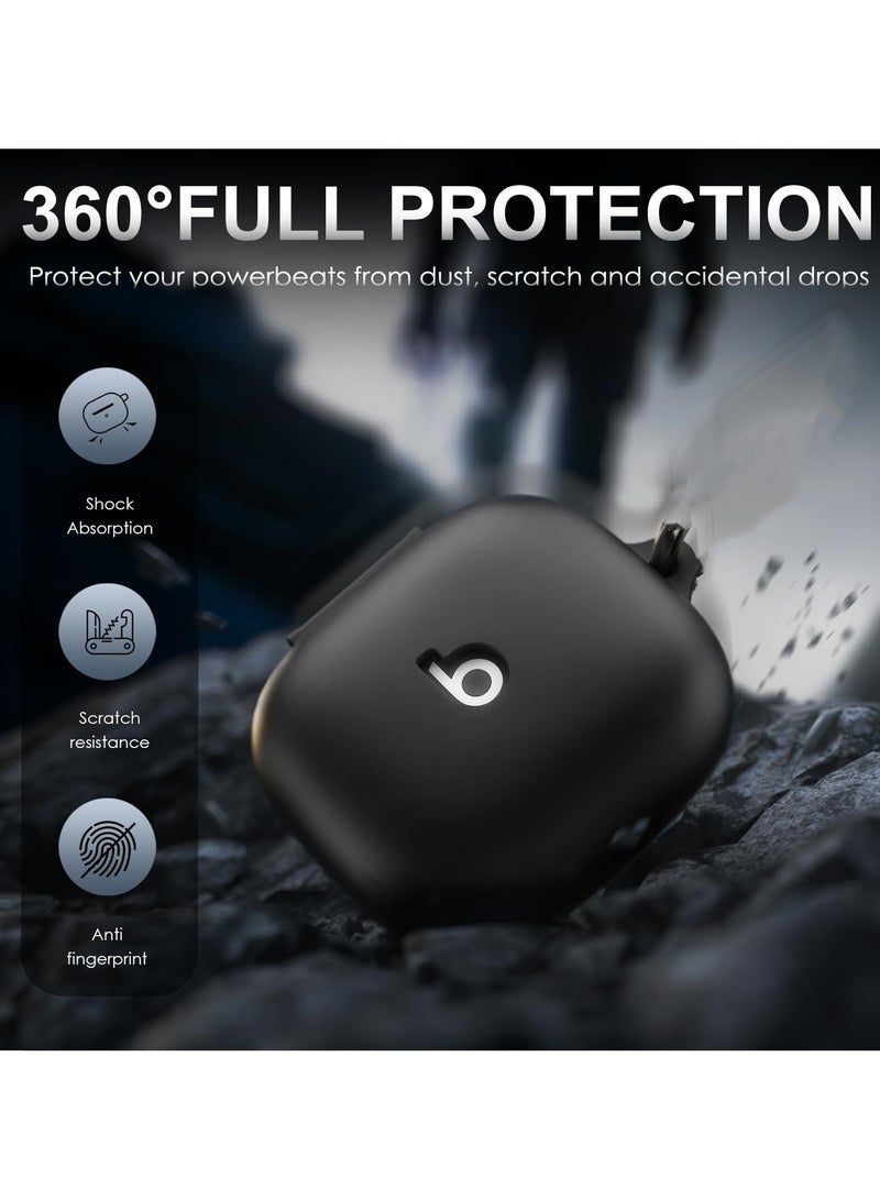 Silicone Case Compatible with Beats Powerbeats Pro 2 with Keychain Soft Resistant Shockproof Protective Case for Powerbeats Pro 2 for Women Men (Black) - Image 4