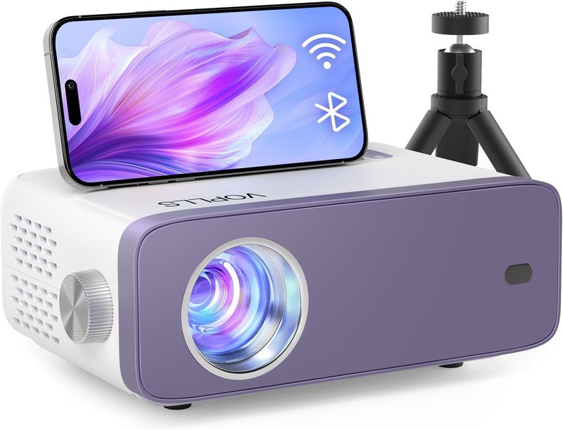 VOPLLS Mini Projector, VOPLLS 1080P Full HD WiFi Bluetooth Portable Projector, Outdoor Home Theater Movie Video Projector, 50% Zoom, Compatible with HDMl, USB, AV, Smartphone (15000L) - Image 1