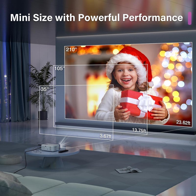 VOPLLS Mini Projector, VOPLLS 1080P Full HD WiFi Bluetooth Portable Projector, Outdoor Home Theater Movie Video Projector, 50% Zoom, Compatible with HDMl, USB, AV, Smartphone (15000L) - Image 5