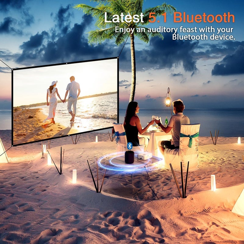 VOPLLS Mini Projector, VOPLLS 1080P Full HD WiFi Bluetooth Portable Projector, Outdoor Home Theater Movie Video Projector, 50% Zoom, Compatible with HDMl, USB, AV, Smartphone (15000L) - Image 4