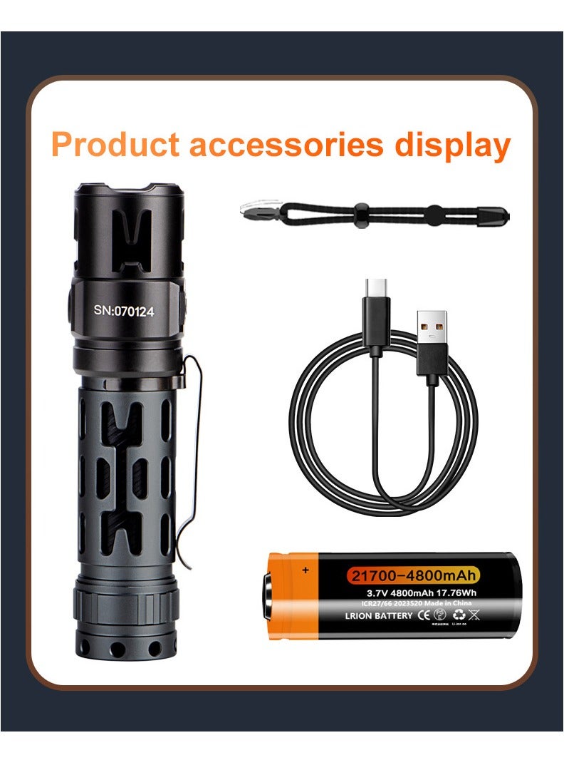 Tactical Torch Rechargeable  - Extremely Bright (High Lumens) - Waterproof IPX4-5 Light Modes + Memory  - Long Running Time - Image 1