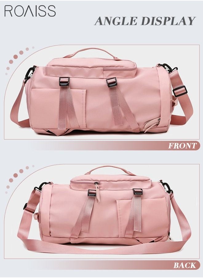 roaiss - Multipurpose Gym Duffel Bag Sports Backpack Portable Waterproof Luggage Handbag Wet and Dry Separation Shoes Compartment Crossbody Bag for Women Yoga Travel Pink - Image 1