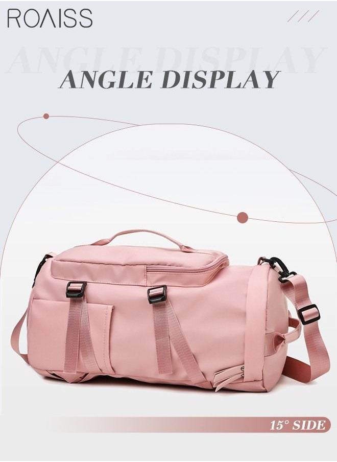roaiss - Multipurpose Gym Duffel Bag Sports Backpack Portable Waterproof Luggage Handbag Wet and Dry Separation Shoes Compartment Crossbody Bag for Women Yoga Travel Pink - Image 1