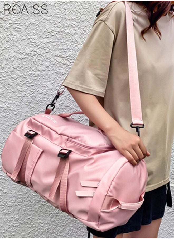 roaiss - Multipurpose Gym Duffel Bag Sports Backpack Portable Waterproof Luggage Handbag Wet and Dry Separation Shoes Compartment Crossbody Bag for Women Yoga Travel Pink - Image 1
