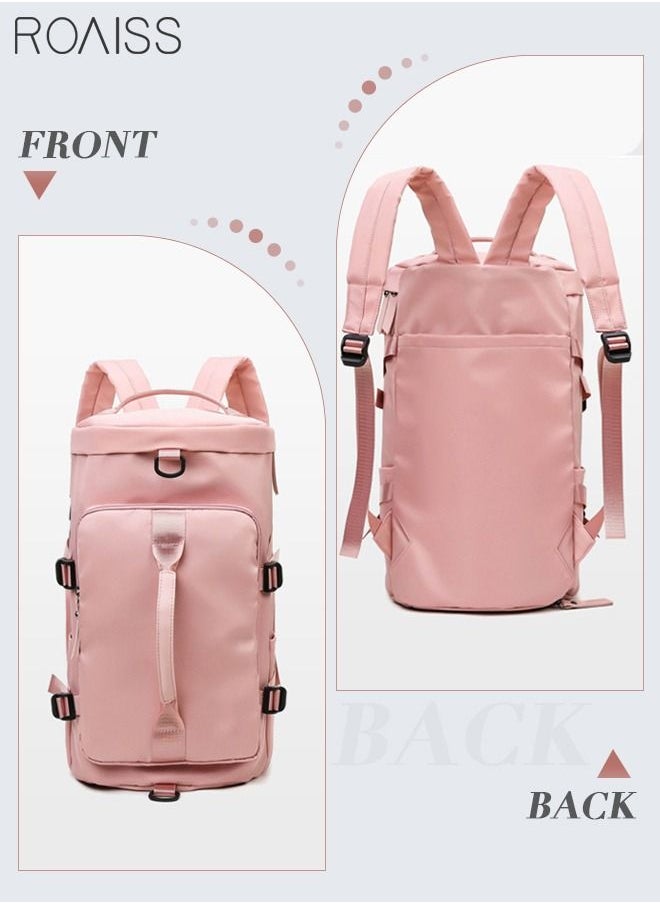 roaiss - Multipurpose Gym Duffel Bag Sports Backpack Portable Waterproof Luggage Handbag Wet and Dry Separation Shoes Compartment Crossbody Bag for Women Yoga Travel Pink - Image 1