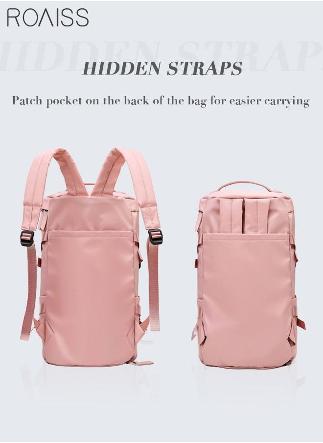 roaiss - Multipurpose Gym Duffel Bag Sports Backpack Portable Waterproof Luggage Handbag Wet and Dry Separation Shoes Compartment Crossbody Bag for Women Yoga Travel Pink - Image 1