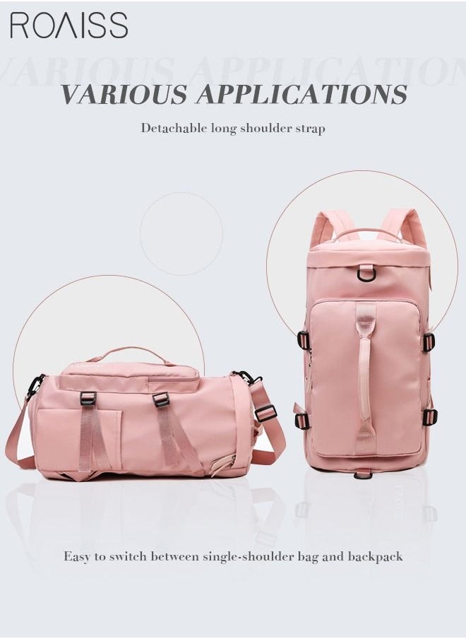 roaiss - Multipurpose Gym Duffel Bag Sports Backpack Portable Waterproof Luggage Handbag Wet and Dry Separation Shoes Compartment Crossbody Bag for Women Yoga Travel Pink - Image 1