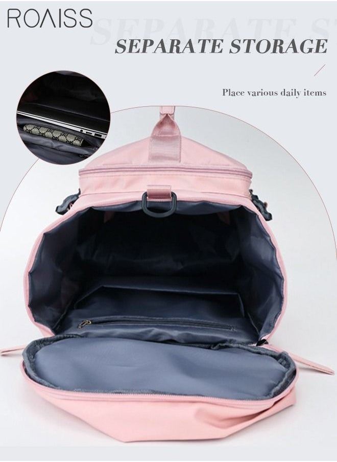 roaiss - Multipurpose Gym Duffel Bag Sports Backpack Portable Waterproof Luggage Handbag Wet and Dry Separation Shoes Compartment Crossbody Bag for Women Yoga Travel Pink - Image 1