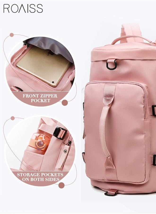 roaiss - Multipurpose Gym Duffel Bag Sports Backpack Portable Waterproof Luggage Handbag Wet and Dry Separation Shoes Compartment Crossbody Bag for Women Yoga Travel Pink - Image 1