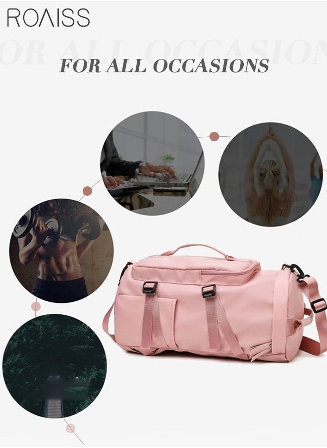 roaiss - Multipurpose Gym Duffel Bag Sports Backpack Portable Waterproof Luggage Handbag Wet and Dry Separation Shoes Compartment Crossbody Bag for Women Yoga Travel Pink - Image 1