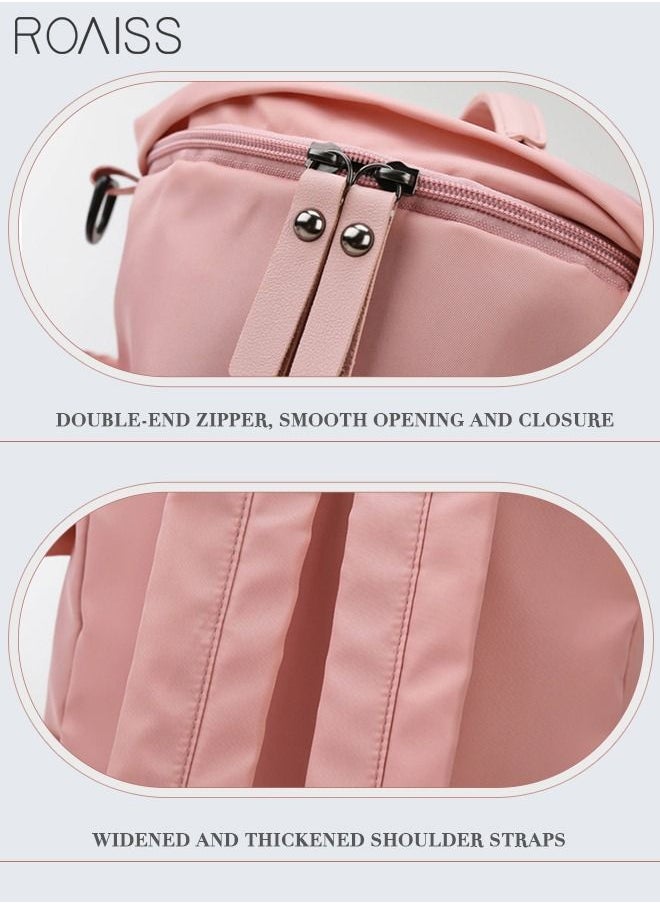 roaiss - Multipurpose Gym Duffel Bag Sports Backpack Portable Waterproof Luggage Handbag Wet and Dry Separation Shoes Compartment Crossbody Bag for Women Yoga Travel Pink - Image 1
