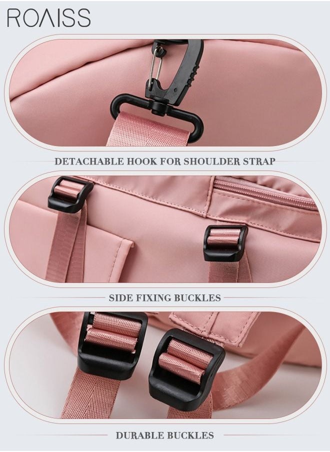 roaiss - Multipurpose Gym Duffel Bag Sports Backpack Portable Waterproof Luggage Handbag Wet and Dry Separation Shoes Compartment Crossbody Bag for Women Yoga Travel Pink - Image 1