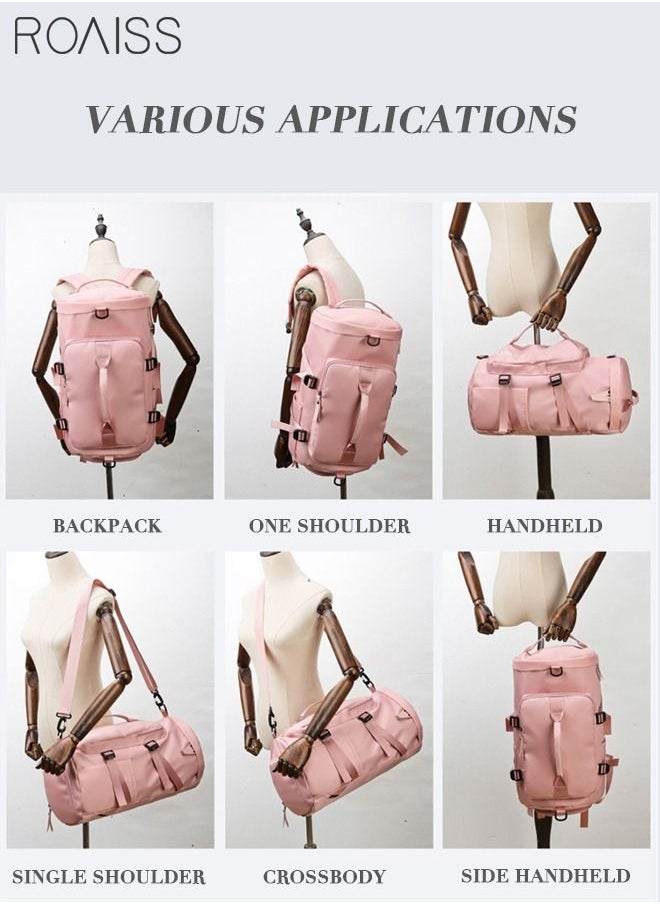 roaiss - Multipurpose Gym Duffel Bag Sports Backpack Portable Waterproof Luggage Handbag Wet and Dry Separation Shoes Compartment Crossbody Bag for Women Yoga Travel Pink - Image 1