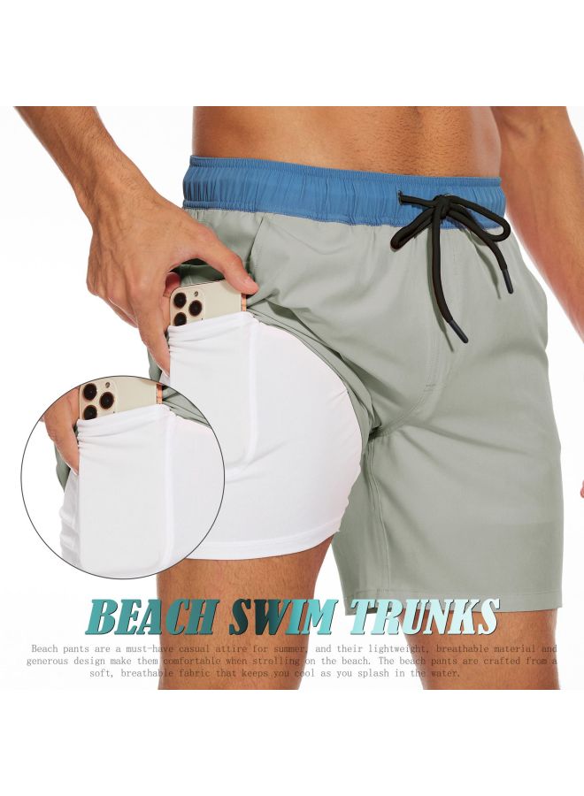 Men's Gray Fashion Holiday Beach Shorts,Large Size Four Corner Milk Silk Interior - Image 1