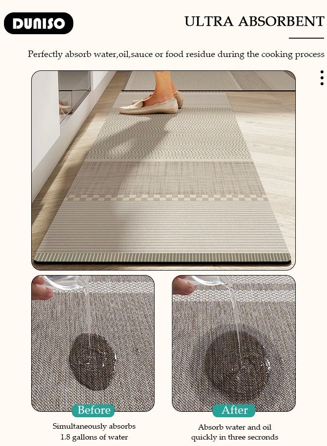 DUNISO مجموعة حصائر حمام من طين الدياتوم، سجادة مطبخ، حصائر استحمام ناعمة للغاية وامتصاصها عالي، حصائر حمام غير قابلة للانزلاق، تجف بسرعة، حصائر أرضية لحمام البانيو والدش 40*60 سم/40*120 سم - Image 2
