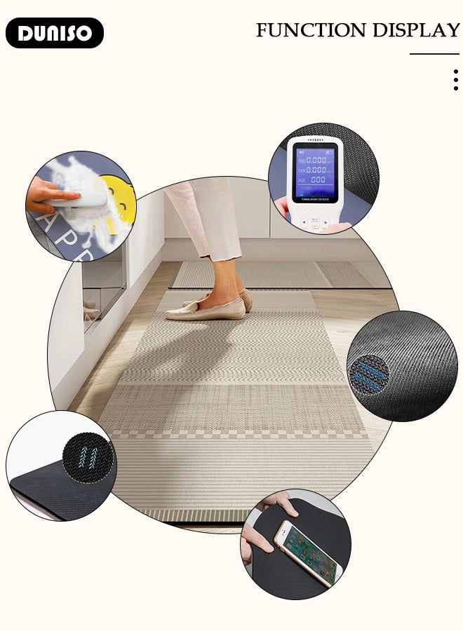 DUNISO مجموعة حصائر حمام من طين الدياتوم، سجادة مطبخ، حصائر استحمام ناعمة للغاية وامتصاصها عالي، حصائر حمام غير قابلة للانزلاق، تجف بسرعة، حصائر أرضية لحمام البانيو والدش 40*60 سم/40*120 سم - Image 5