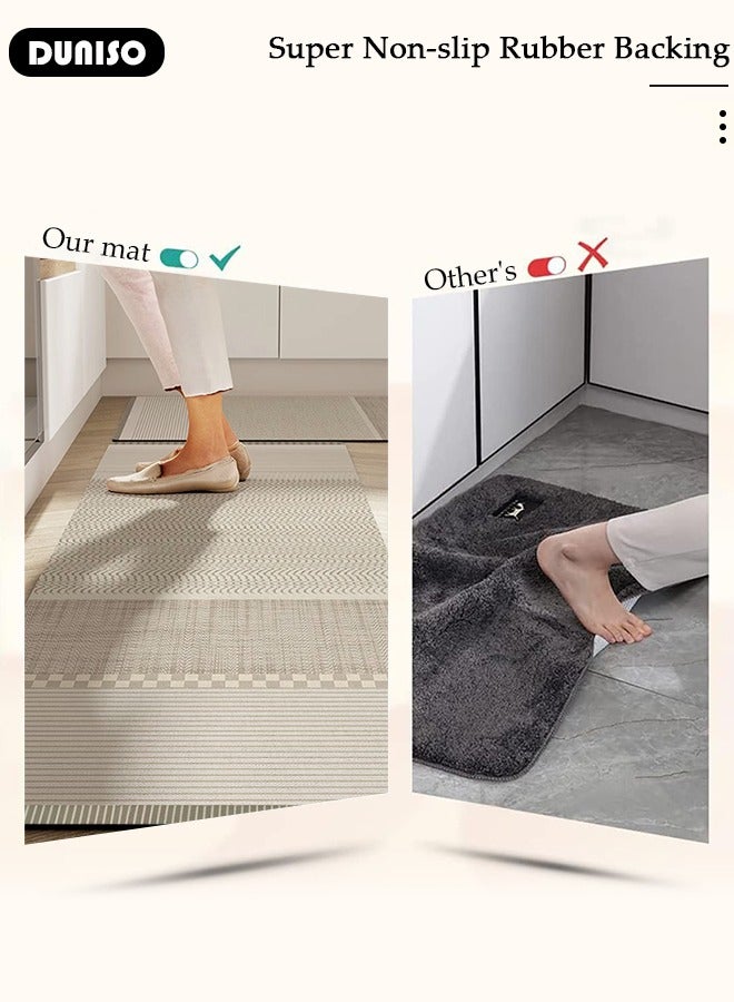 DUNISO مجموعة حصائر حمام من طين الدياتوم، سجادة مطبخ، حصائر استحمام ناعمة للغاية وامتصاصها عالي، حصائر حمام غير قابلة للانزلاق، تجف بسرعة، حصائر أرضية لحمام البانيو والدش 40*60 سم/40*120 سم - Image 3
