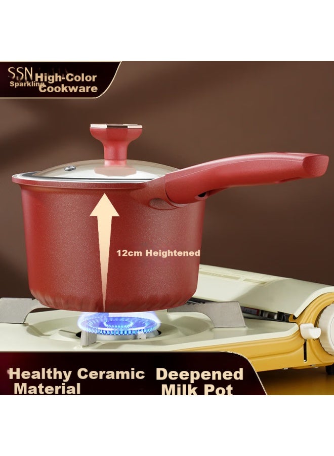 Ssn Ceramic Milk Pot, 18cm Non-stick Pot, Baby Food Cooker, Deep Milk Pot For Heating Milk, Specialized Pot For Boiling Milk, Suitable For Home Use - Image 1