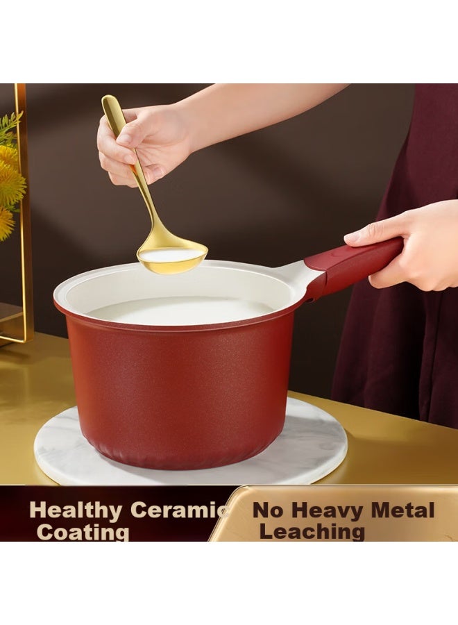 Ssn Ceramic Milk Pot, 18cm Non-stick Pot, Baby Food Cooker, Deep Milk Pot For Heating Milk, Specialized Pot For Boiling Milk, Suitable For Home Use - Image 3